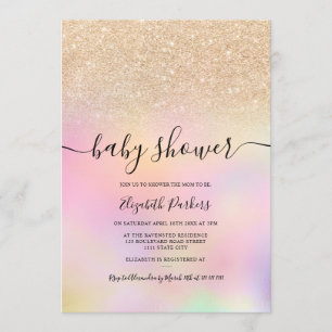 Invitation baby shower holographique de parties scintillant G