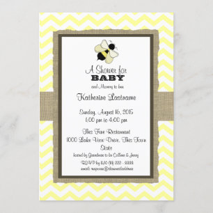 Invitation Baby shower Honey Bee ZigZag