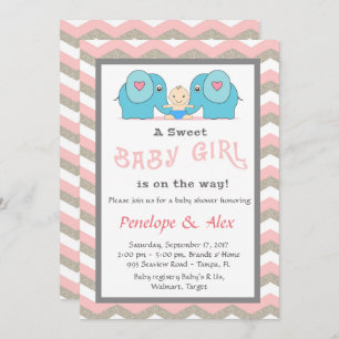 Invitation Baby shower honorant la fille, rose, blanc,