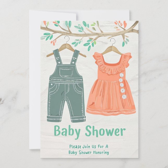 Invitation Baby shower illustrée Crayon (Devant)