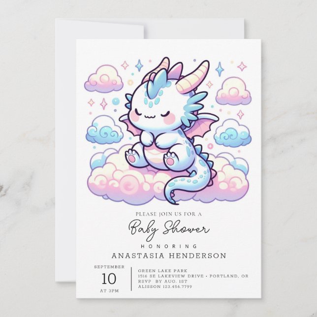 Invitation Baby shower Imaginaire Dragon (Devant)