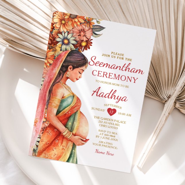 Invitation Baby shower indien de Seemantham Valaikassu Mère (Créateur téléchargé)