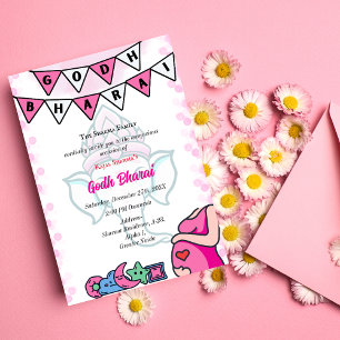 Invitation Baby shower indien Godh Bharai Hindu Rose