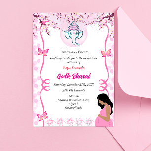 Invitation Baby shower indien Godh Bharai Hindu Rose
