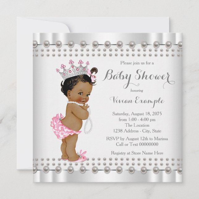 Invitation Baby shower indien hispanique de Princess Pearl (Devant)