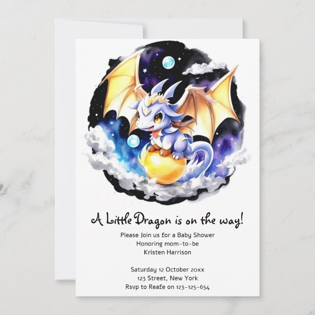Invitation Baby shower inspiré par les dragons (Devant)