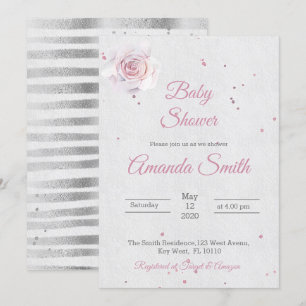Invitation Baby shower Invintation fille rose pâle