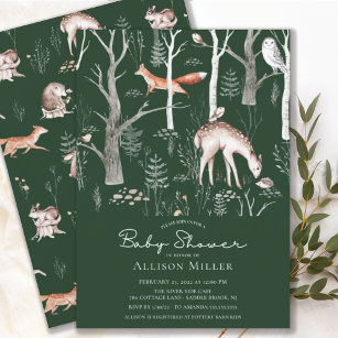 Invitation Baby shower Invita Rustic Woodland Forest Animaux