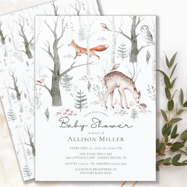 Invitation Baby shower Invita Rustic Woodland Forest Animaux (Créateur téléchargé)