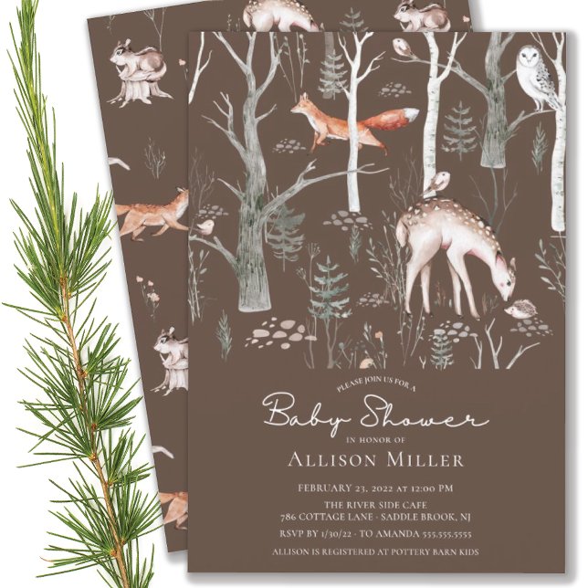 Invitation Baby shower Invitat Rustique des animaux forestier (Créateur téléchargé)