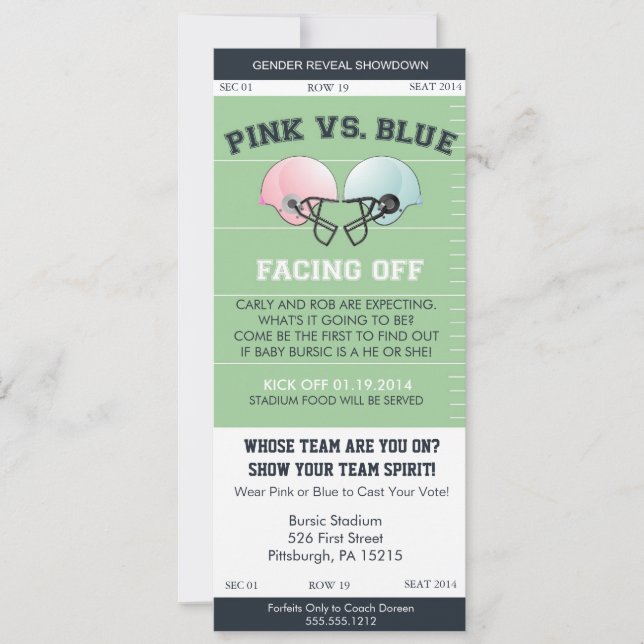Invitation Baby shower Invitati pour les billets de football  (Devant)