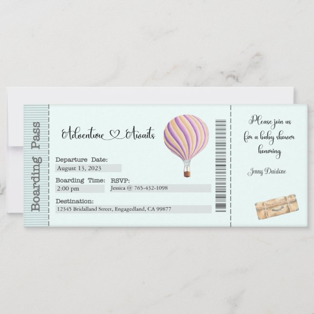 Invitation Baby shower Invitation, Aventure Attente (Devant)