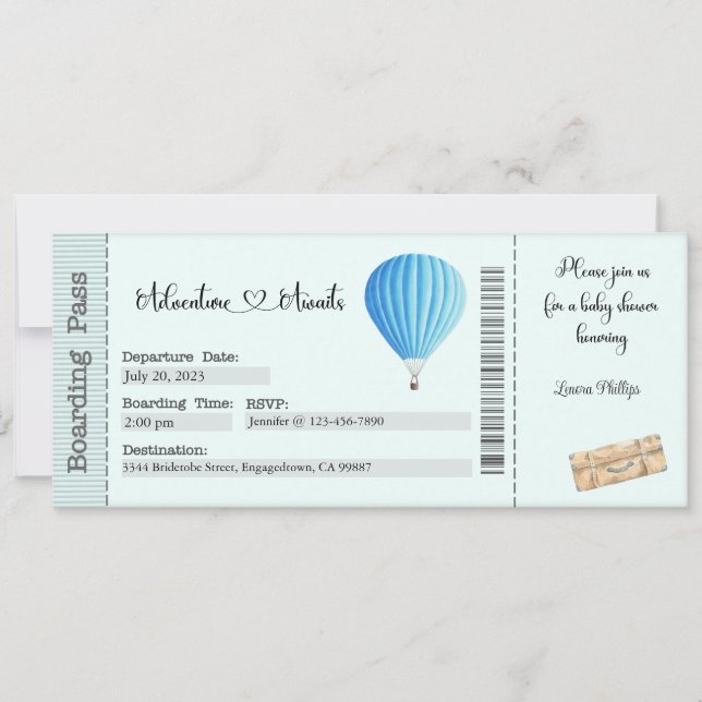 Invitation Baby shower Invitation, Aventure Attente (Devant)