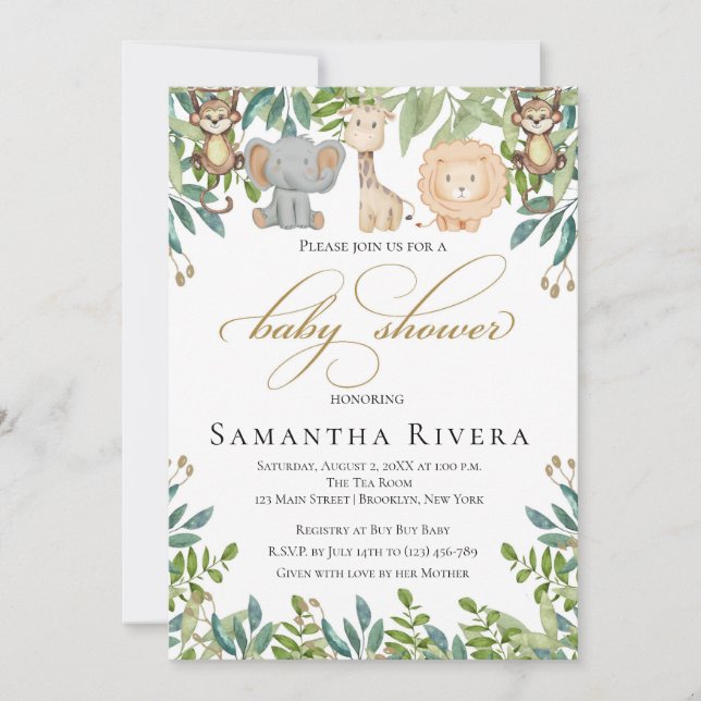 Invitation Baby shower Invitation, Baby shower Safari Jungle (Devant)