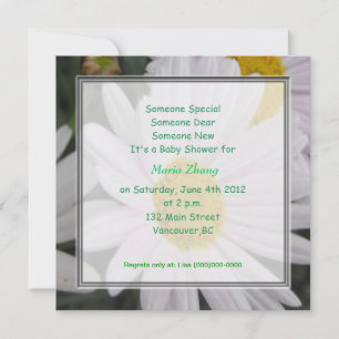 Invitation baby shower invitation, fleurs marguerites