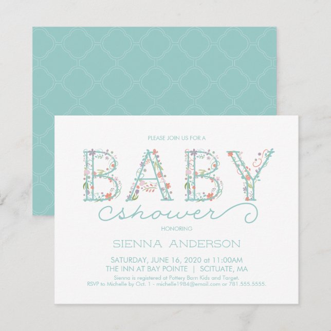 Invitation Baby shower - Invitation personnalisé (Devant / Derrière)