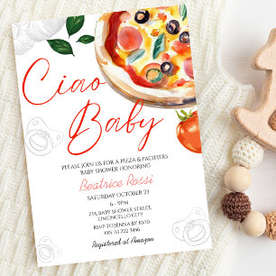 Invitation Baby shower italien Ciao Baby Pizza