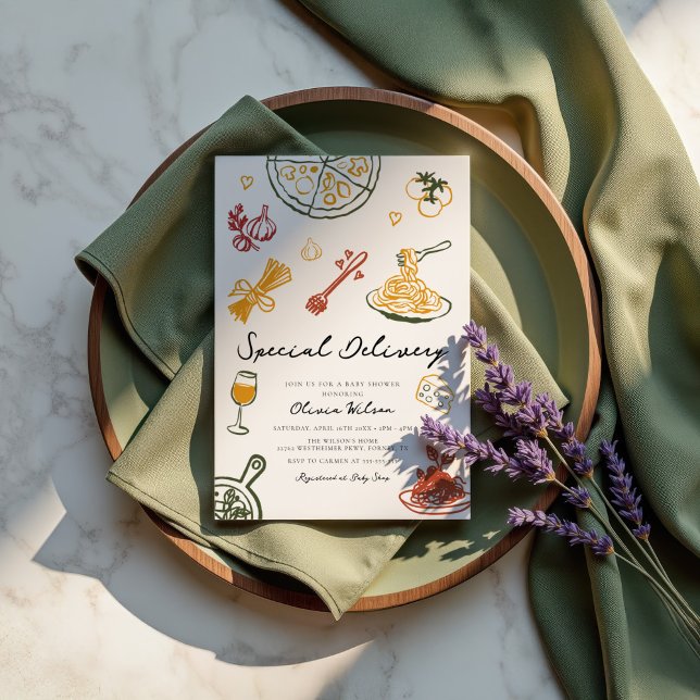 Invitation Baby shower italien moderne Scribble (Créateur téléchargé)