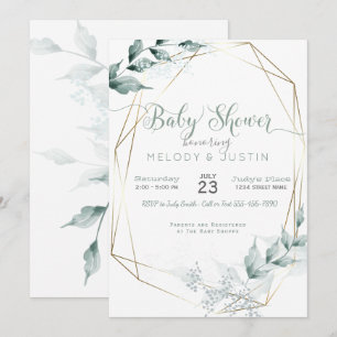 Invitation Baby shower Jade Green Watercolor Couple