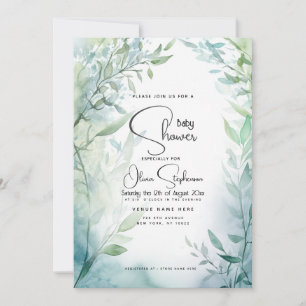 Invitation Baby shower - Jardin bleu poussiéreux