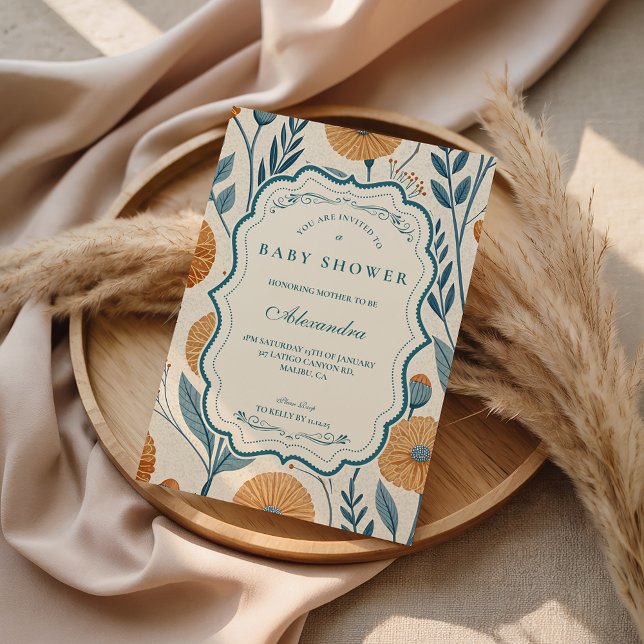 Invitation Baby Shower Jardin Botanique à la Crème (Créateur téléchargé)