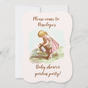 Invitation Baby shower Jardin de dessin enfant vintage