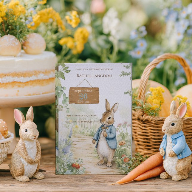 Invitation Baby Shower Jardin de Lapin Vintage (Créateur téléchargé)