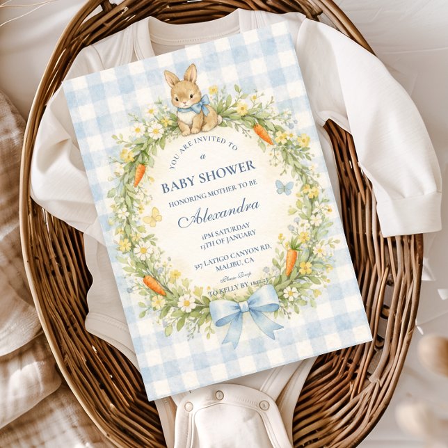 Invitation Baby Shower Jardin de Lapin Vintage (Créateur téléchargé)