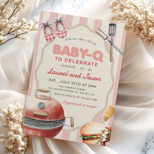 Invitation Baby shower Jardin pour bébé rose-Q