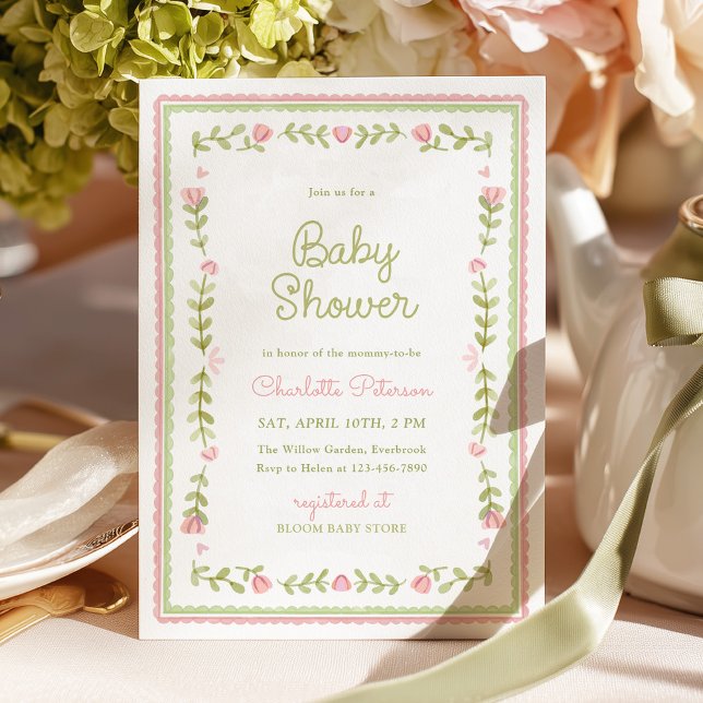 Invitation Baby Shower Jardin Rétro (Créateur téléchargé)