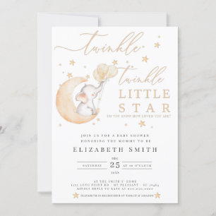 Invitation Baby shower jaune d'éléphant Twinkle Little Star