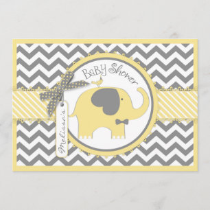 Invitation Baby shower jaune d'impression de Chevron de