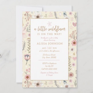 Invitation Baby shower Jaune fleur sauvage