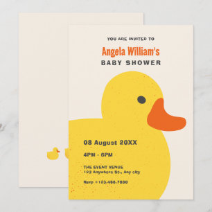 Invitation Baby shower jaune mignon canard