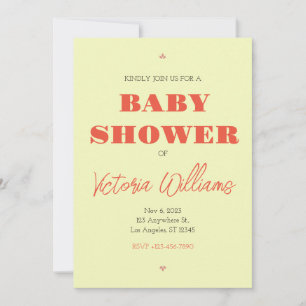 Invitation Baby shower Jaune Orange Rétro