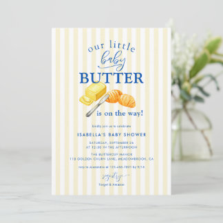 Invitation Baby-Shower Jaune Rayé Beurre
