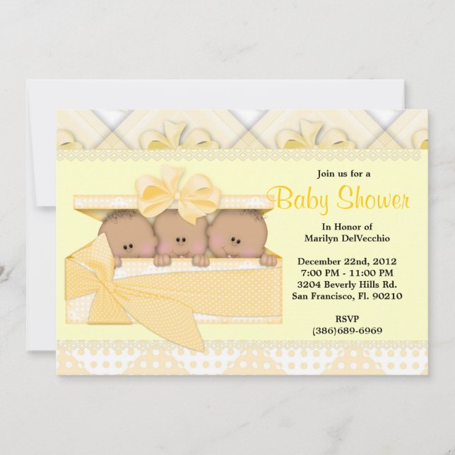 Invitation Baby shower Jaune sucré (Devant)