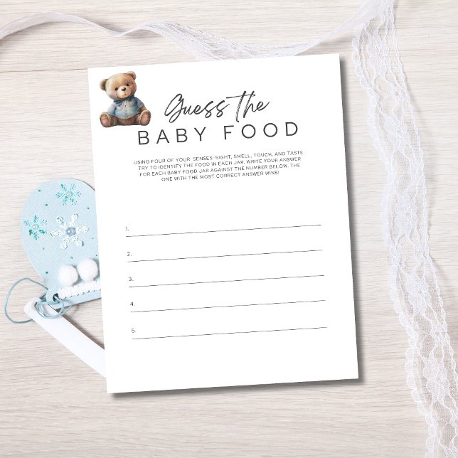 Invitation Baby shower Jeu bébé garçon Guess the Baby Food (Baby Shower Game for Baby Boy Shower. Guess The Baby Food Game)