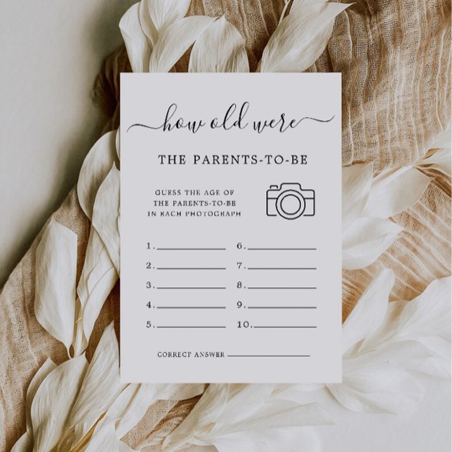 Invitation Baby shower Jeu Quel Âge Avaient Les Parents À Êtr (Baby Shower Game How Old Were The Parents-To-Be Invitation)