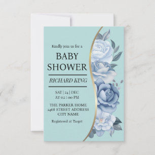 Invitation Baby shower Jolie aquarelle Fleurs, Baby shower