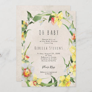 Invitation baby shower jonquille fleurie de printemps invitat