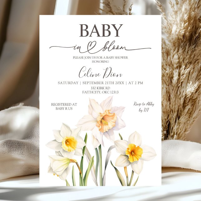 Invitation Baby Shower Jonquille Florale de Printemps  (Créateur téléchargé)