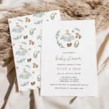 Invitation Baby shower Jouets Vintages neutres sel