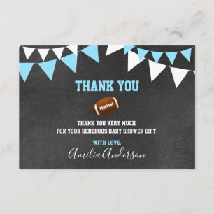 Invitation baby shower JOUEUR DE FOOTBALL Bleu MERCI en carto