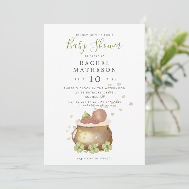 Invitation baby shower Jour de la Saint Patrick (Debout devant)