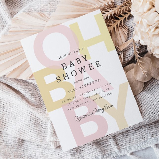 Invitation Baby shower joyeux de filles rose pâle (Créateur téléchargé)