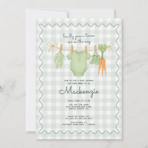 Invitation Baby shower jumeau à linge de linge cultivé locale