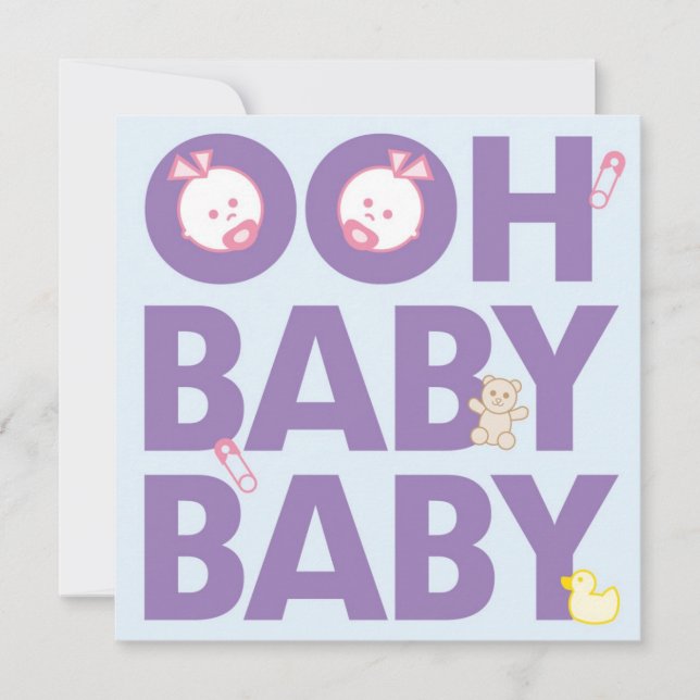 Invitation Baby shower jumeau de filles (Devant)