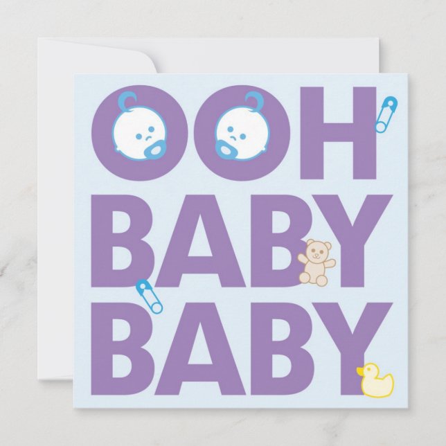 Invitation Baby shower jumeau de garçons (Devant)