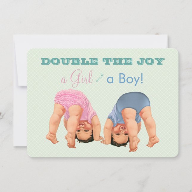 Invitation Baby shower jumeau inférieur (Devant)